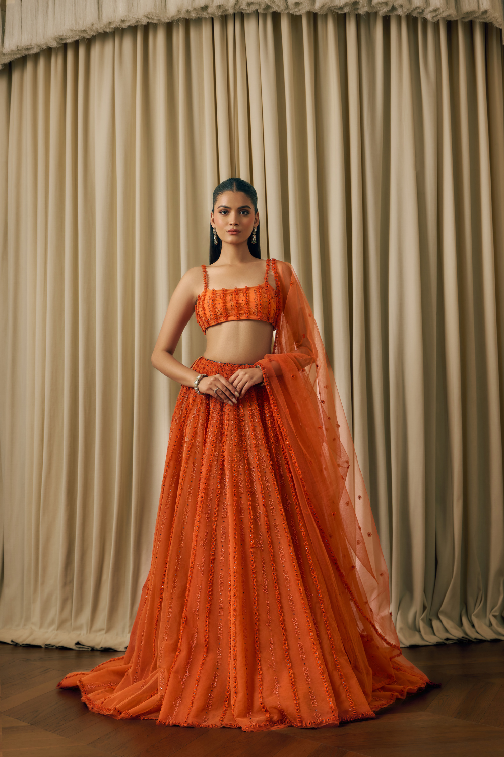 Hand embroidered custom work lehenga