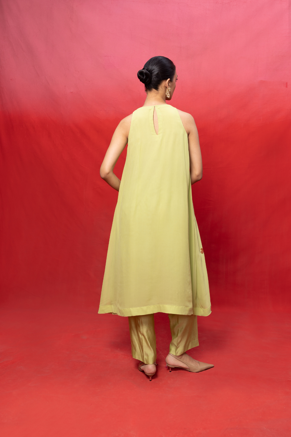 Handwoven Pistachio Green Embroidered Suit Set