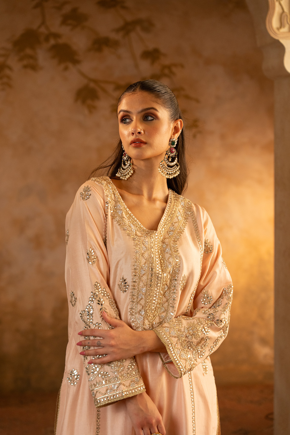 Peach Silk Suit Set