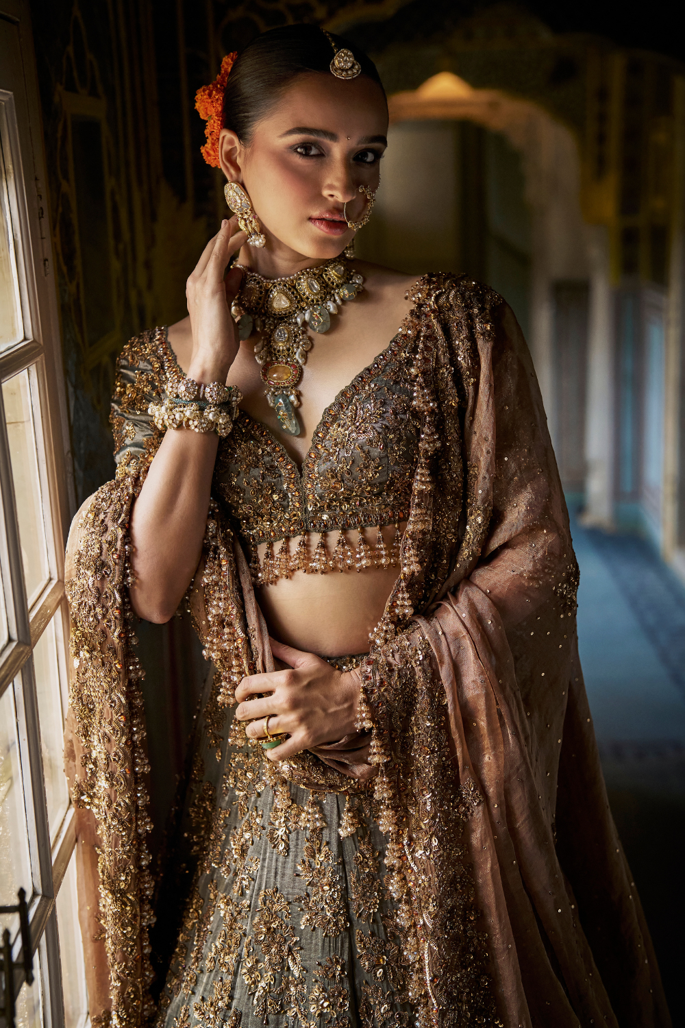 Copper Jade Lehenga Set