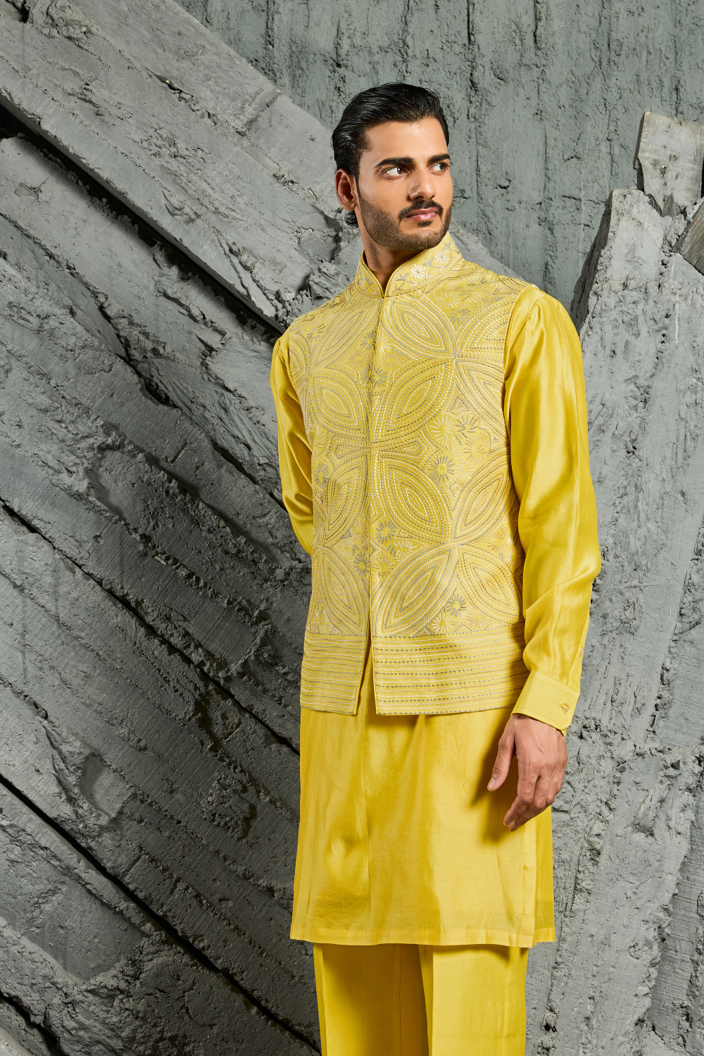 Yellow Sunray Waistcoat Set