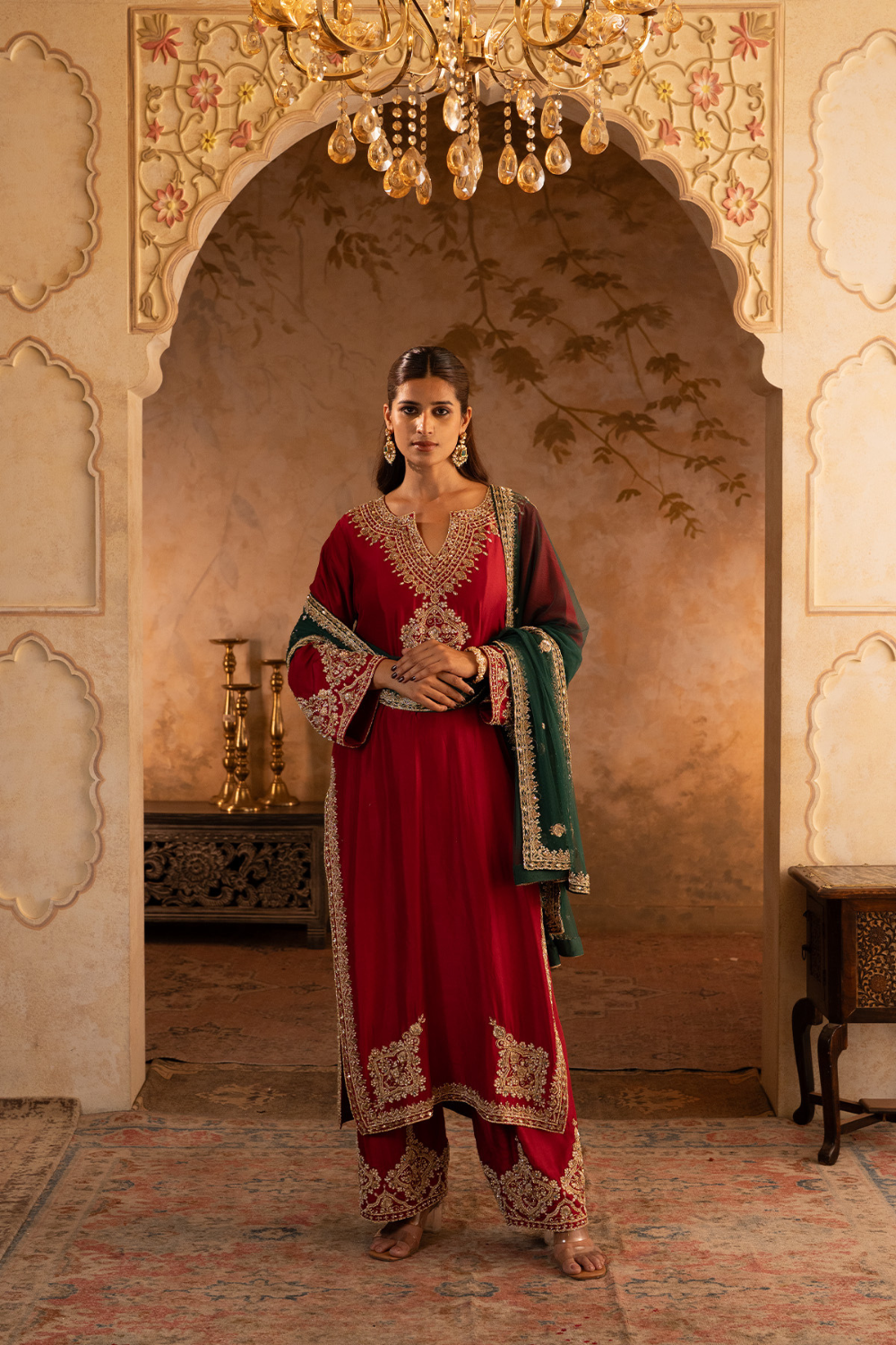 Maroon Silk Suit Set