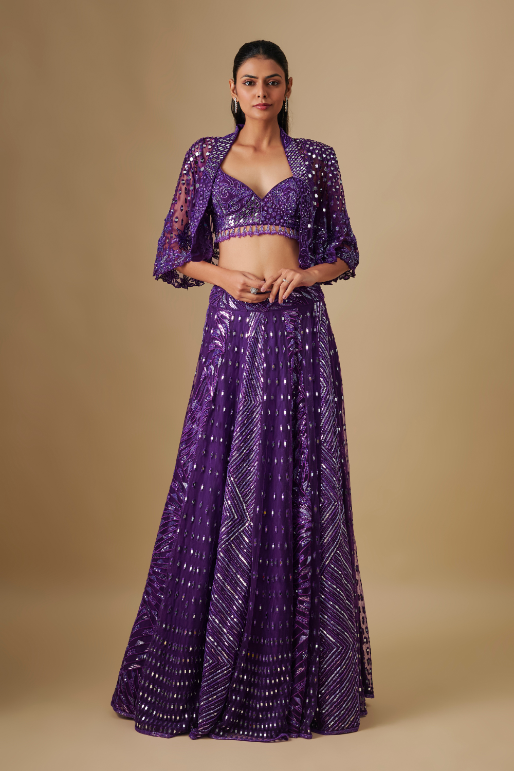 Sprinkle- Purple lehenga blouse and dupatta
