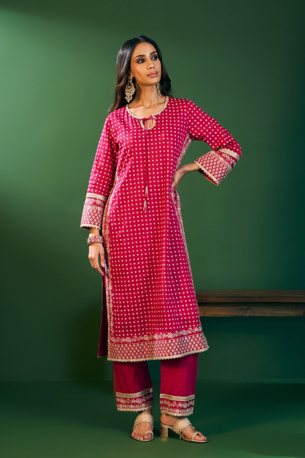 Reya Pima Satin Fuchsia Kurta Set