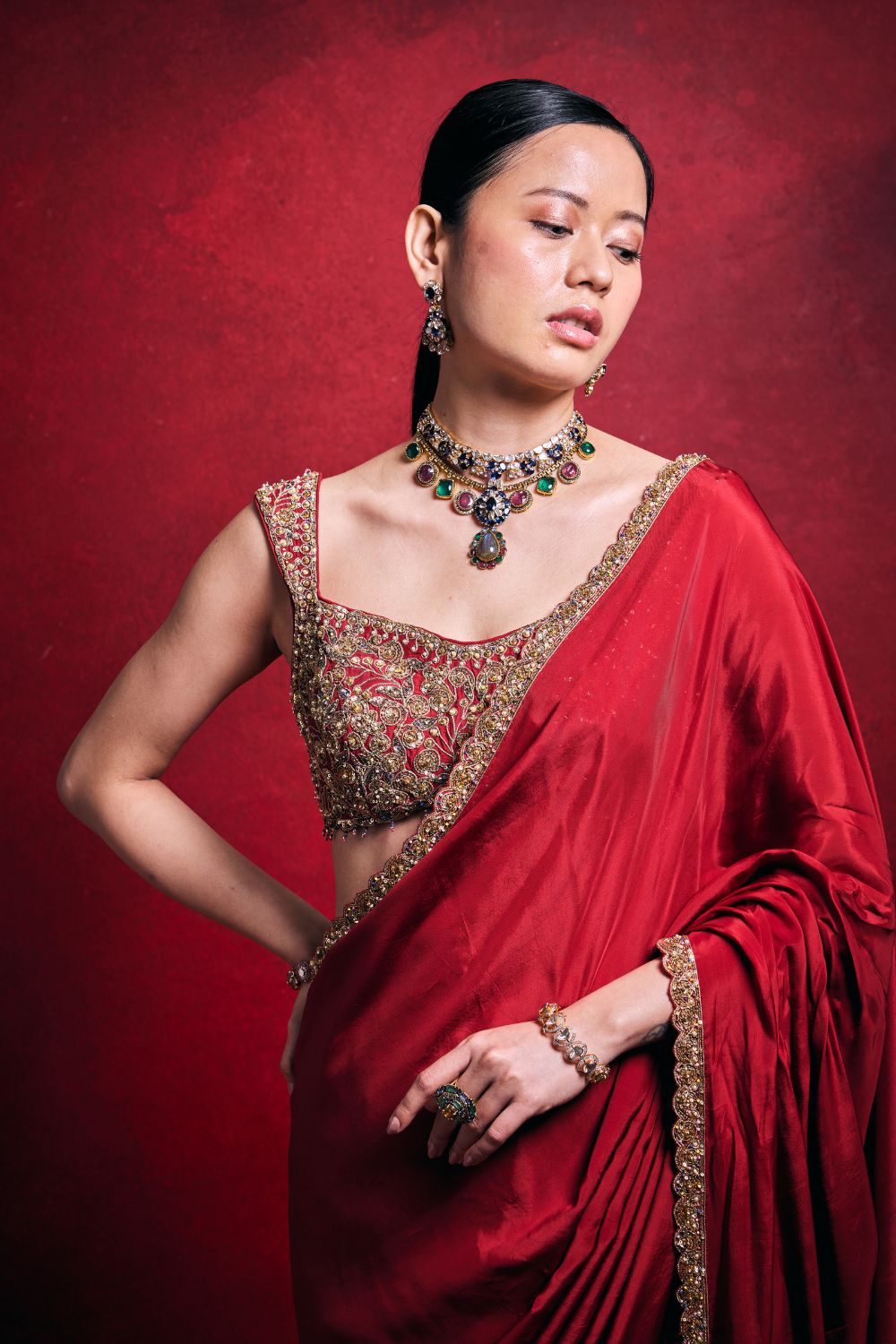 RED SAREE SET
