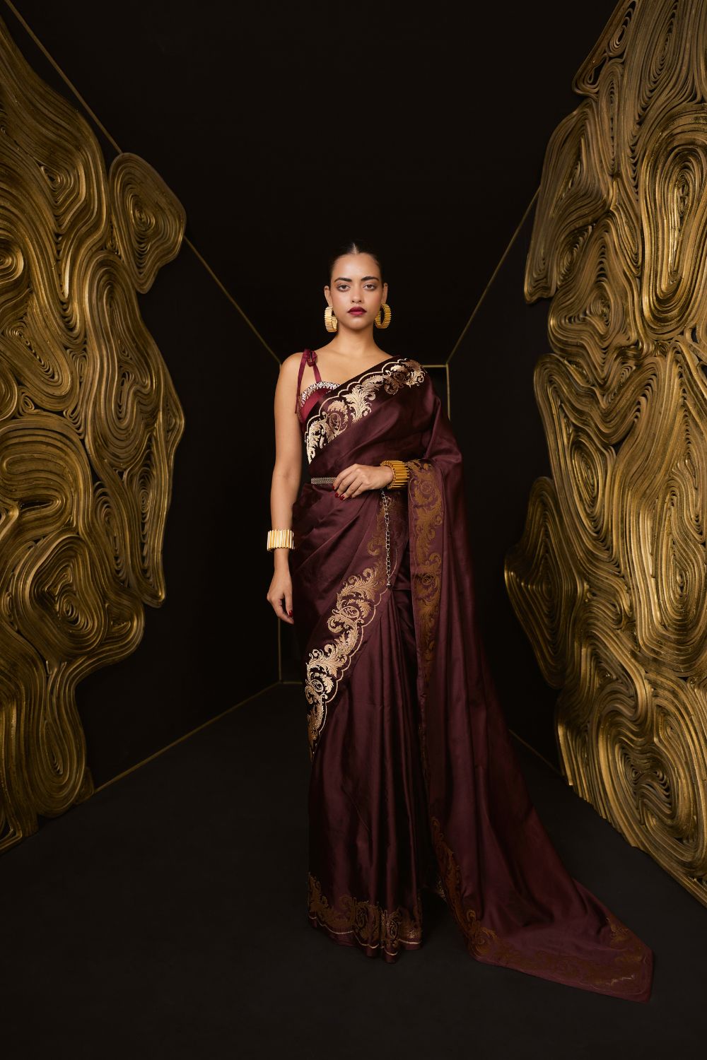 The Only Yours Saree in Garnet