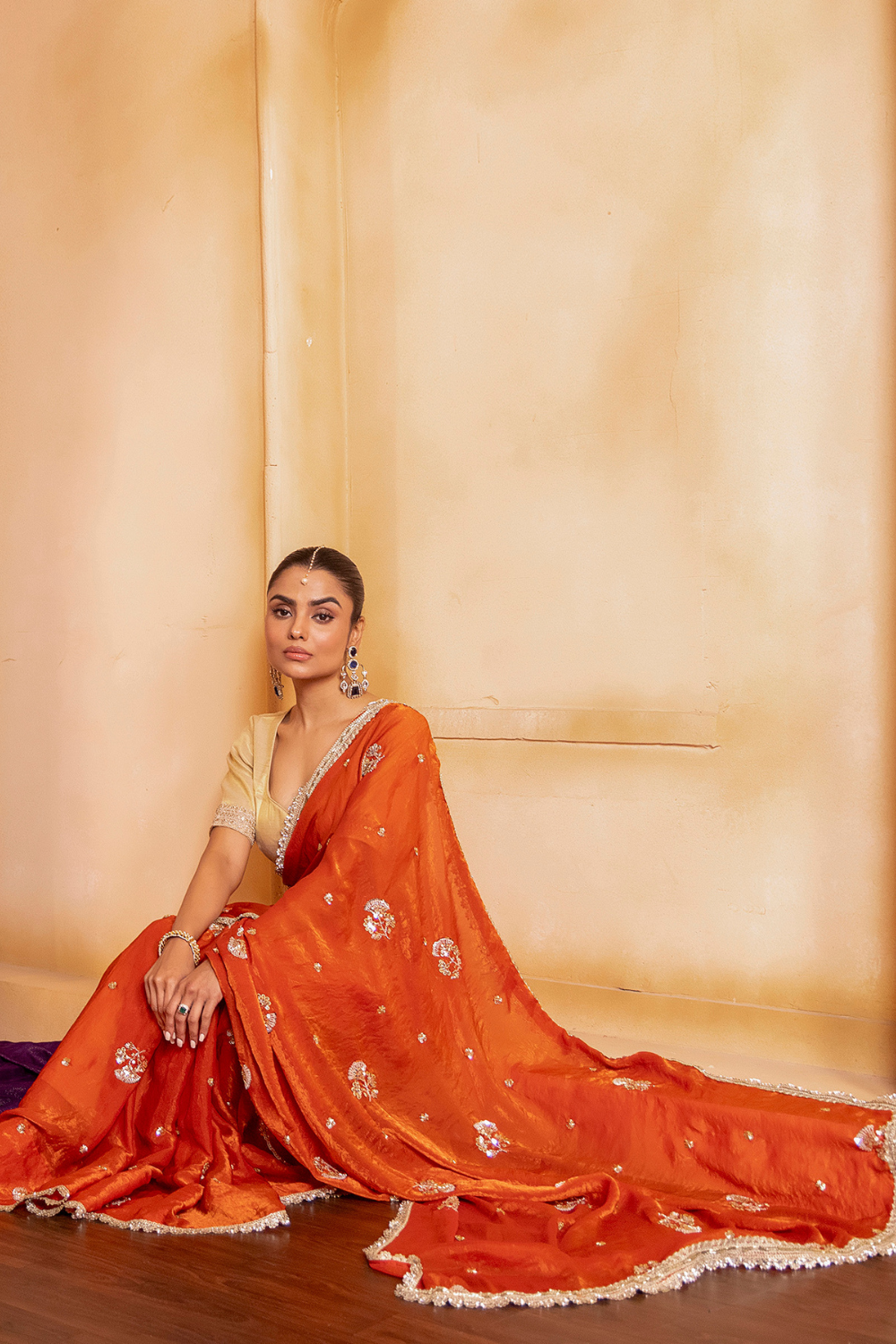 Burnt Orange Saree Set