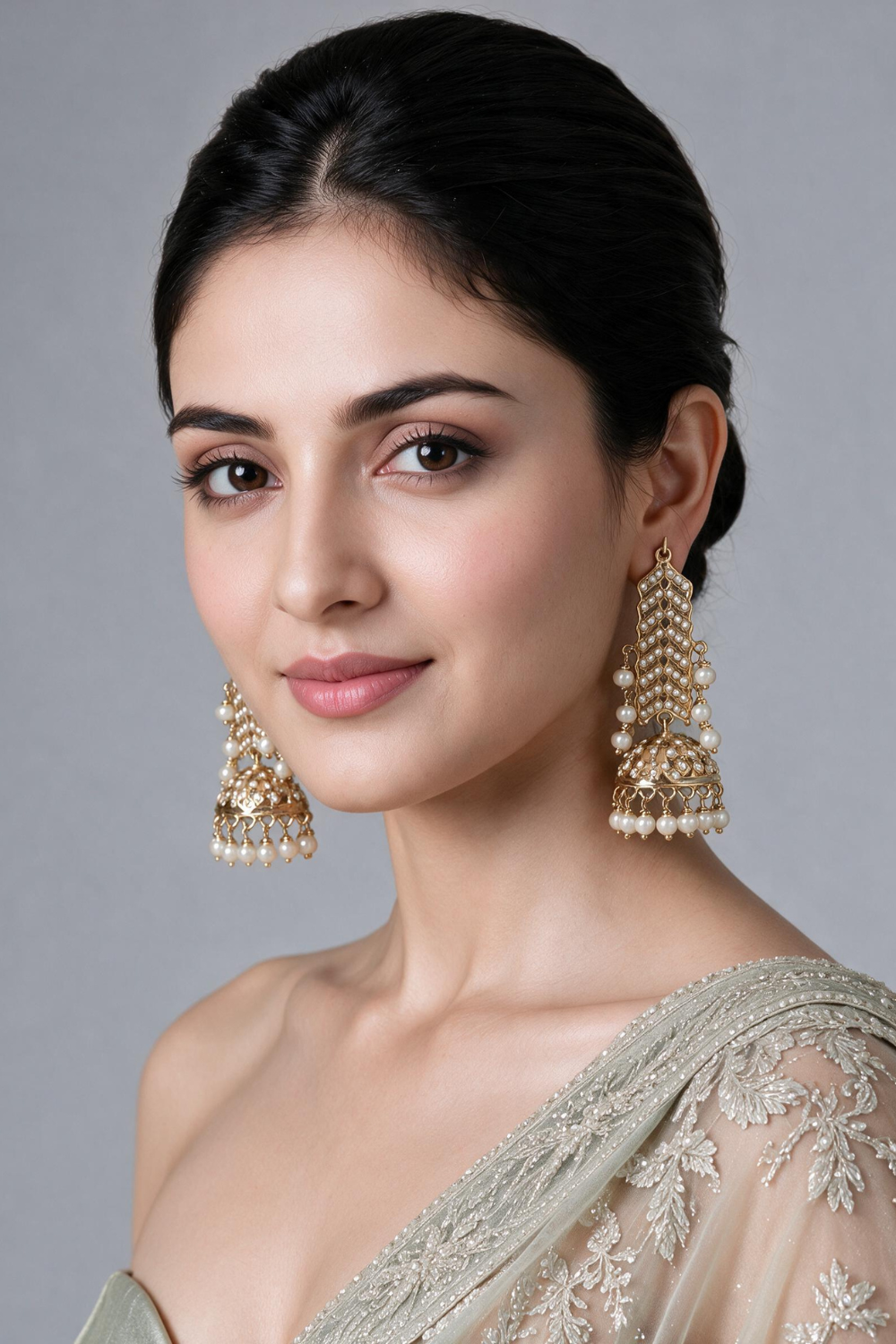 Jadau Pearl Jhumka Statement Earrings