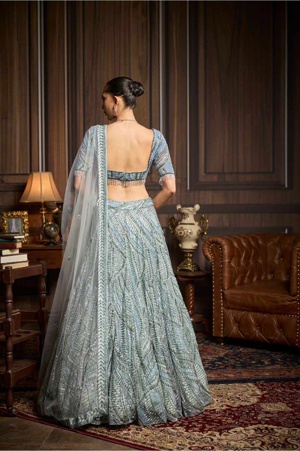 ICE BLUE FULLY EMBELLISHED LEHENGA SET