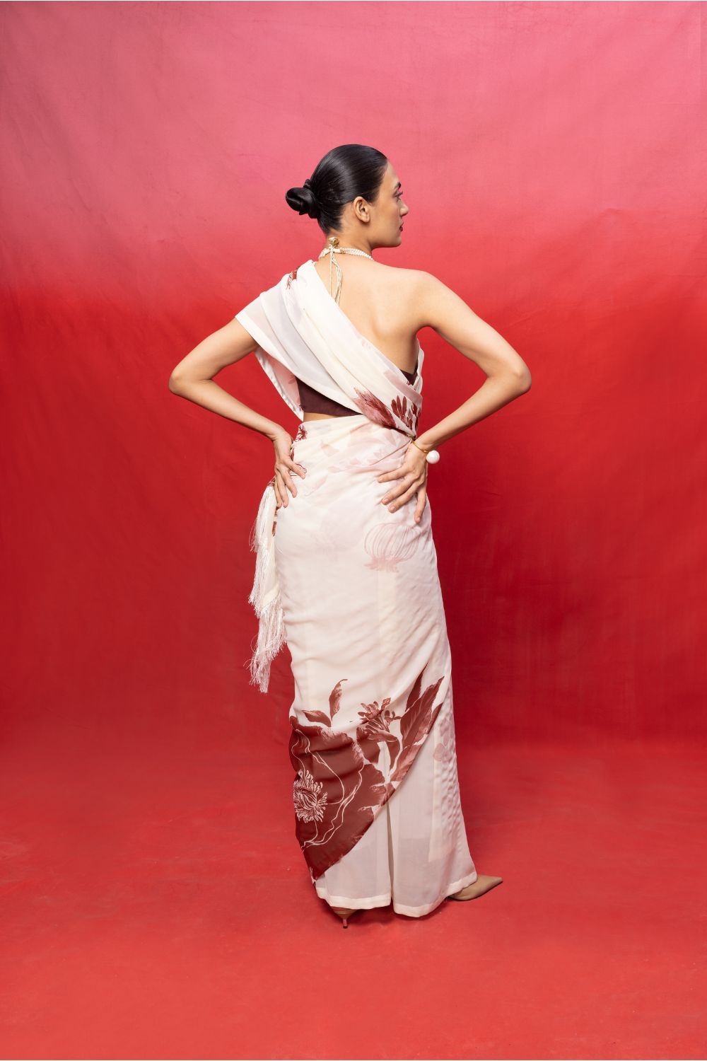 Handwoven Wine Kora Banarasi Saree