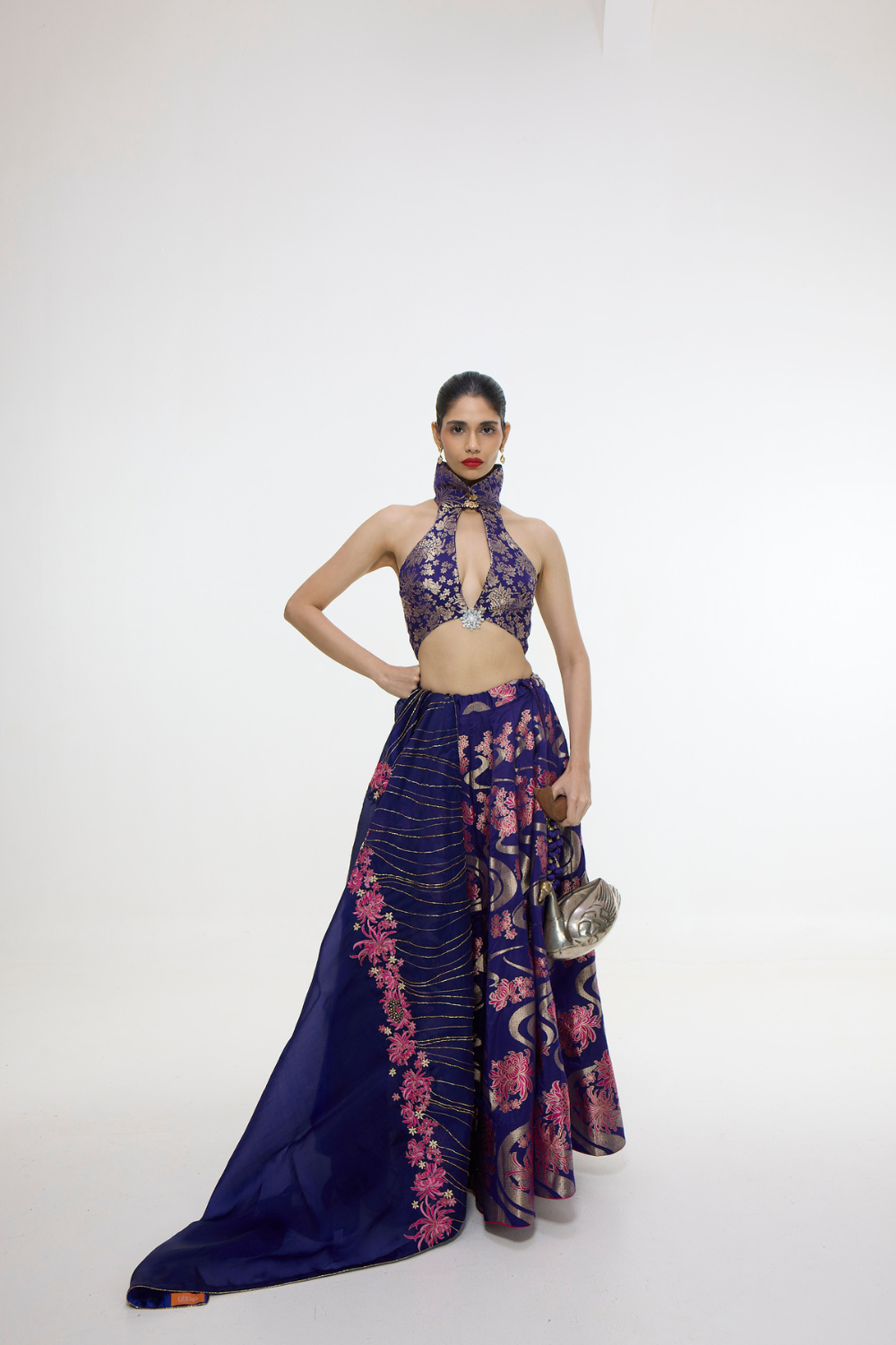 Handwoven Aubergine Cutwork Lehenga Set