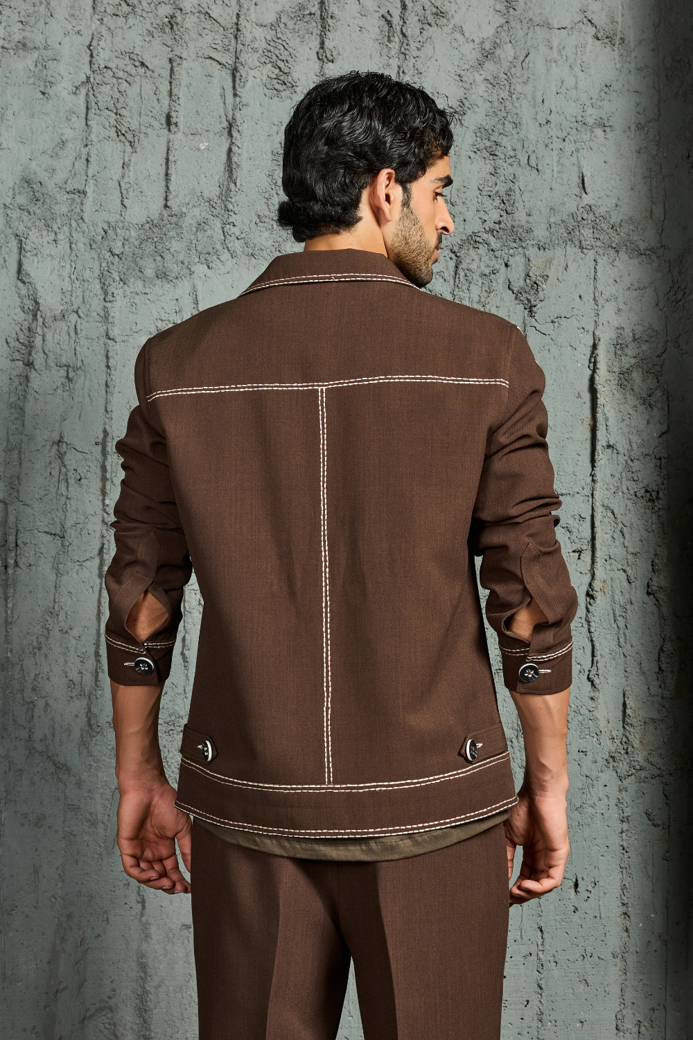 Brown Paint Strokes Shacket Set
