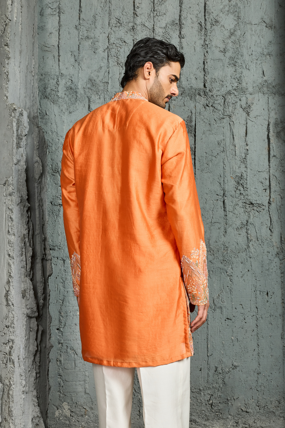 Orange Gulrang Ridge Kurta Set