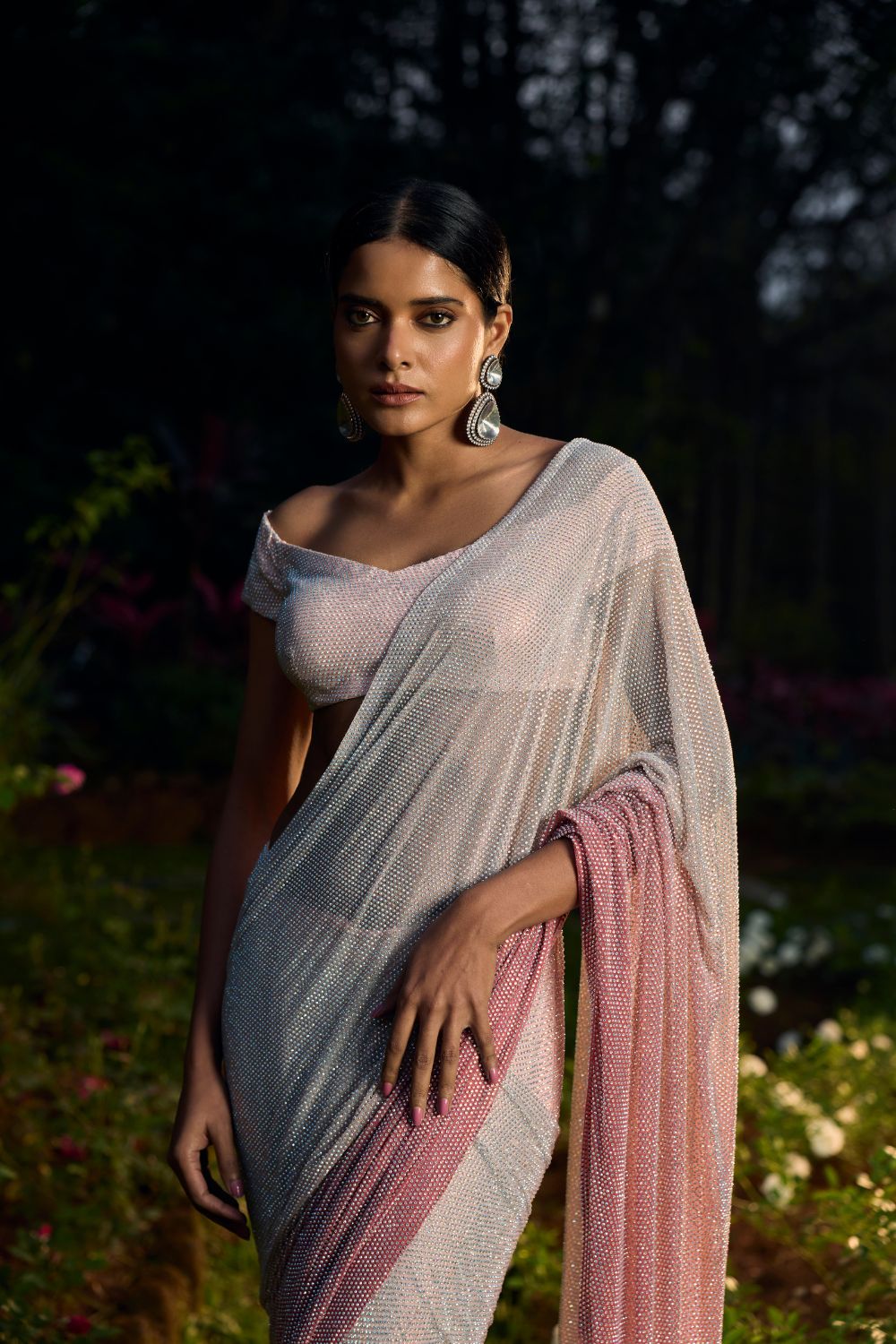 Gulrangi Crystal Saree Set