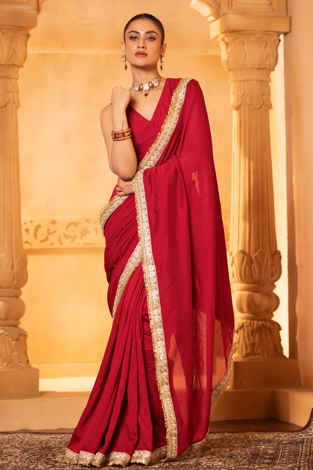 Red Saree Set