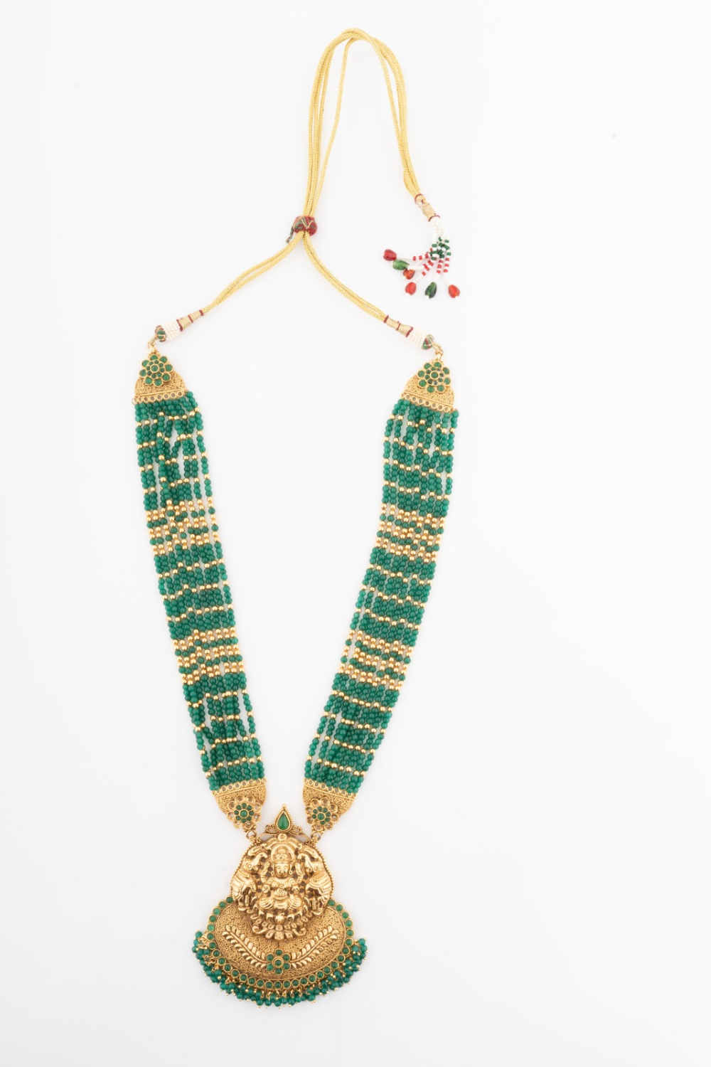 Green Beaded Temple Pendant Necklace