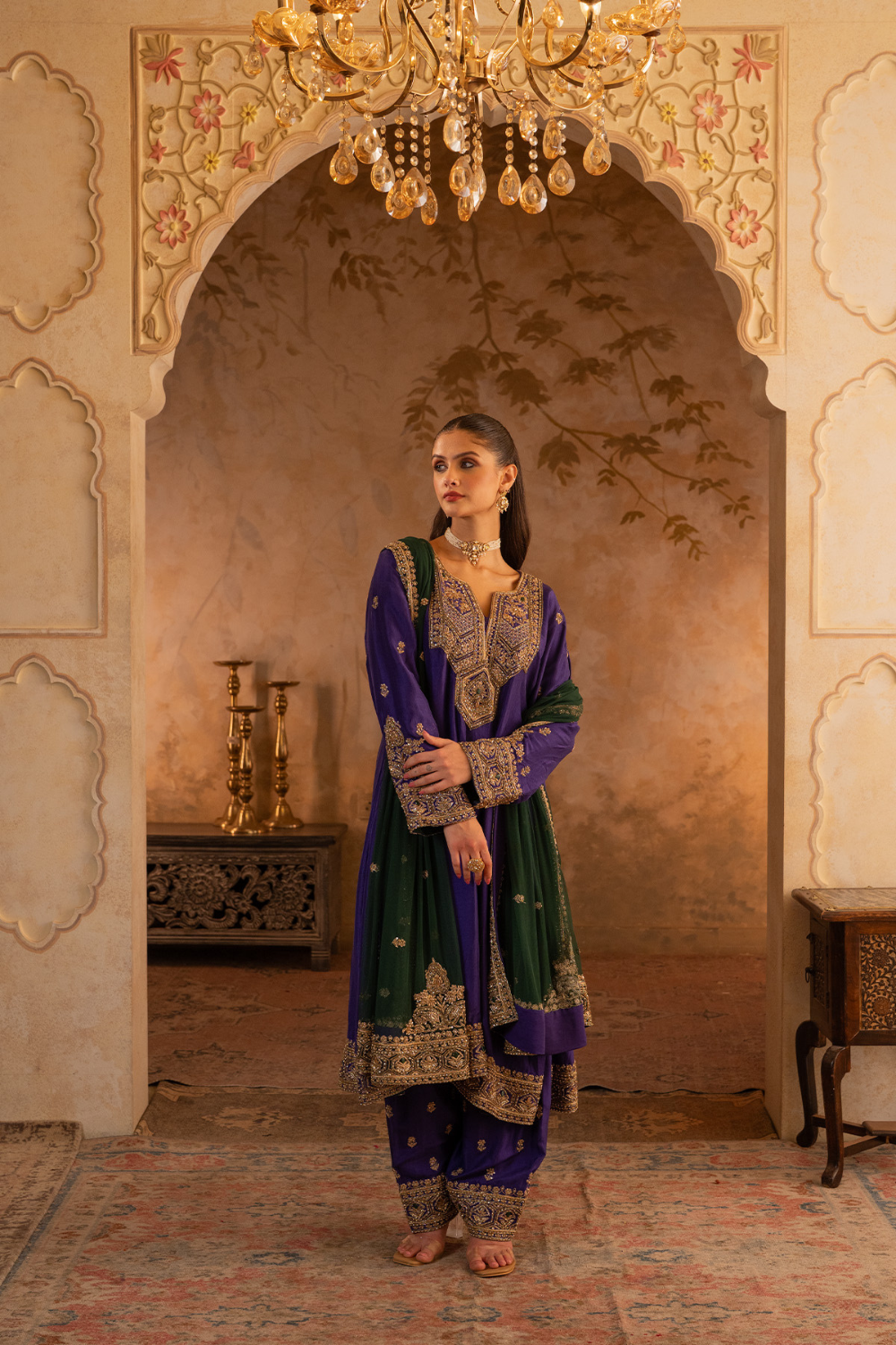 Purple Silk Suit Set