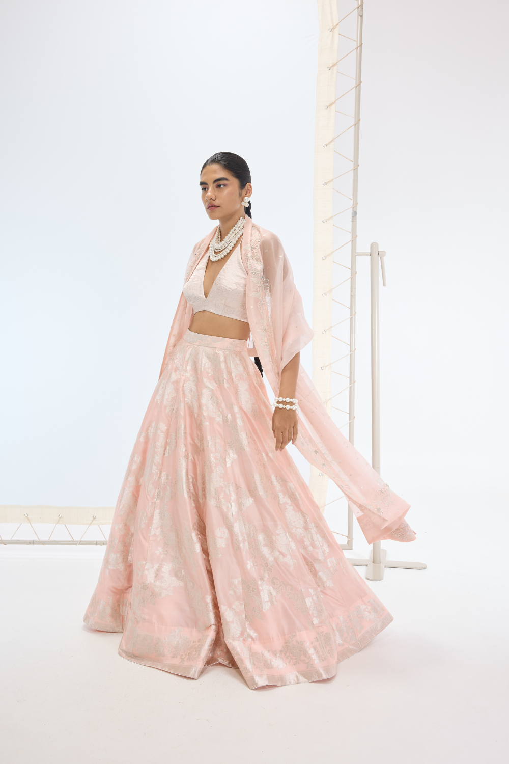 The Mia Lehenga Set in Peach