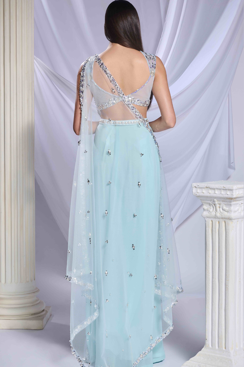 Royal Aqua saree set