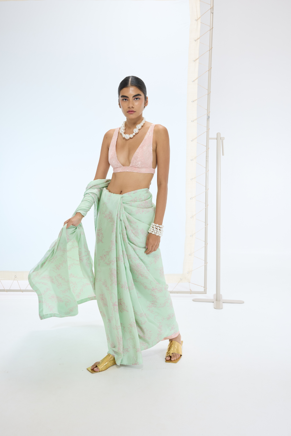 The Ruby Saree in Pistachio