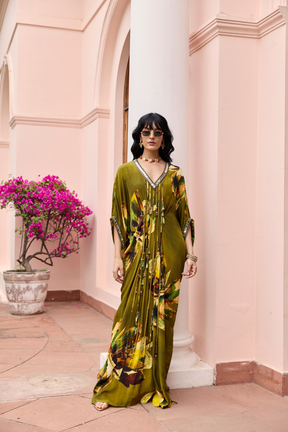 MATCHA GREEN FLORAL KAFTAN