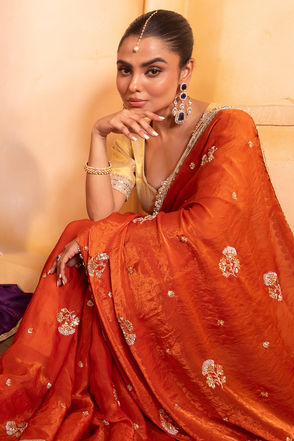 Burnt Orange Saree Set