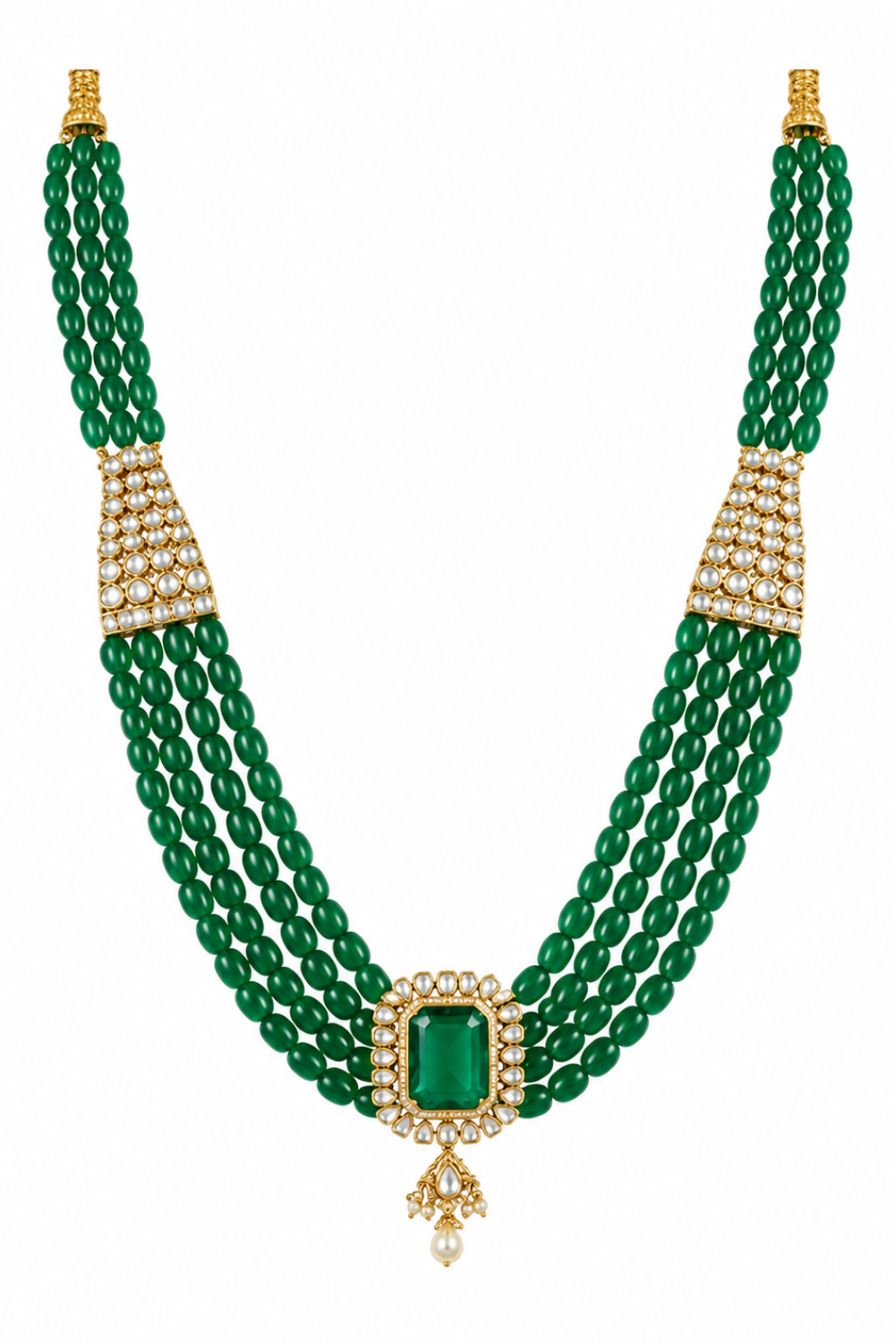 Emerald Green Premium Kundan Polki Necklace
