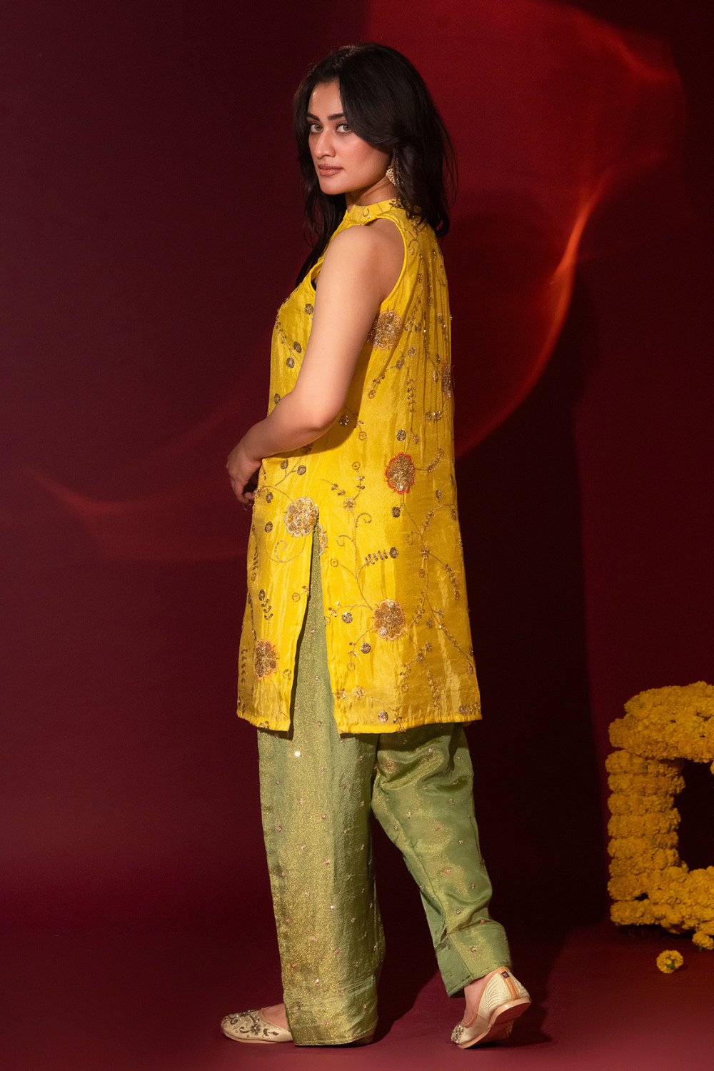 Tissue Halter Top and Farshi Salwar Set