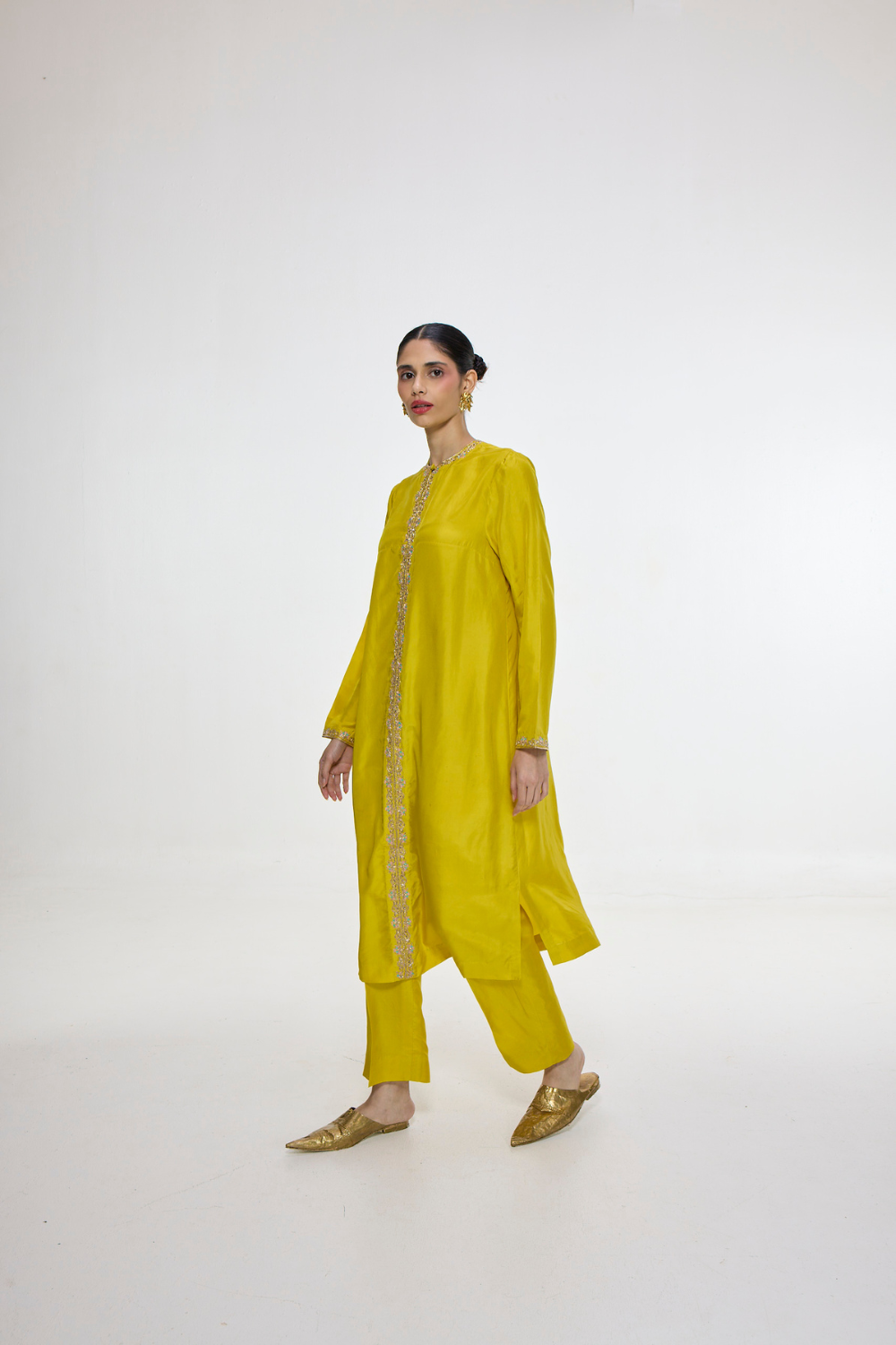 Handwoven Mustard Kurta Set