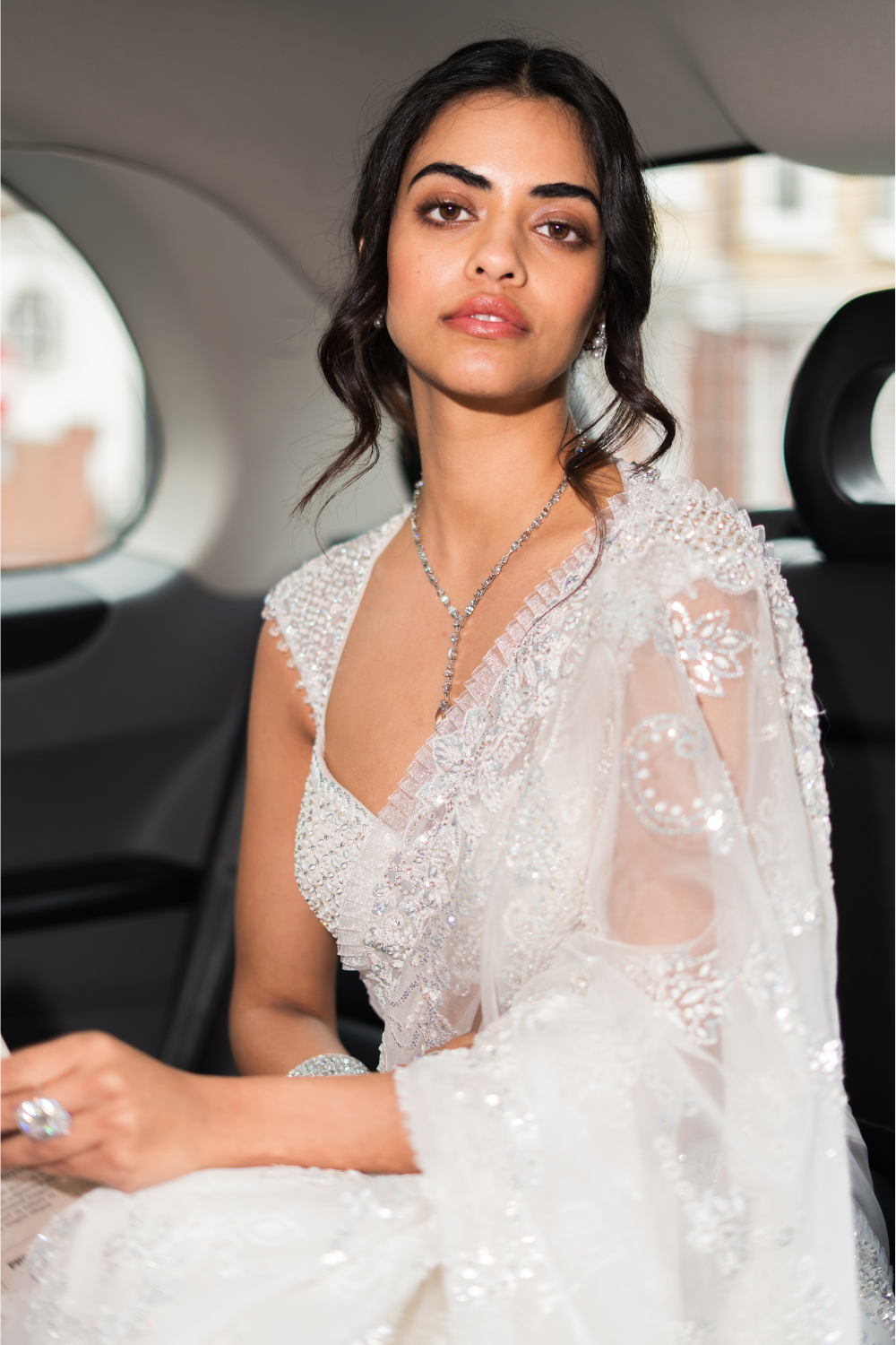 Ivory Sequin Saree