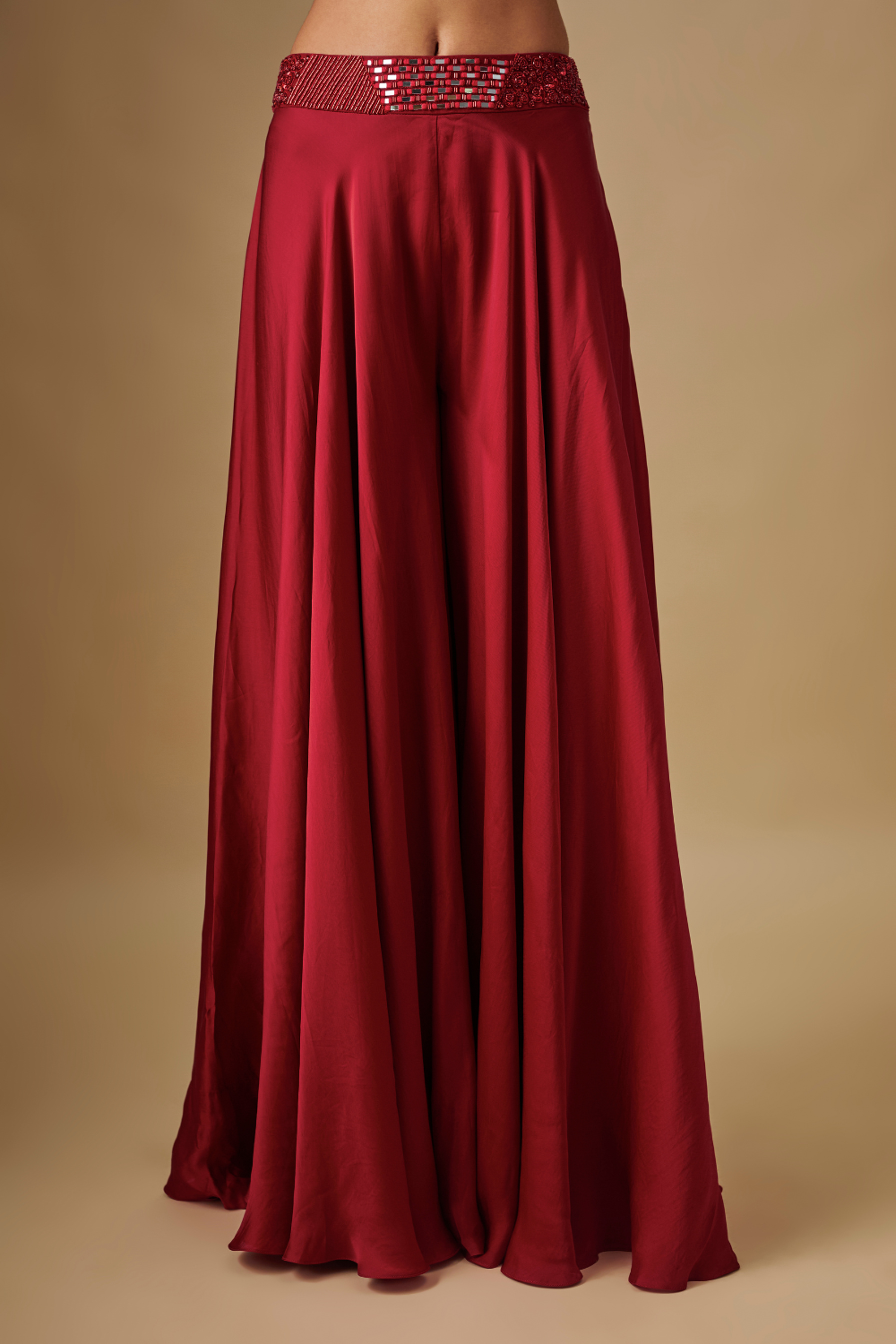 Shelly-Red sharara Mirror Blouse with Cape