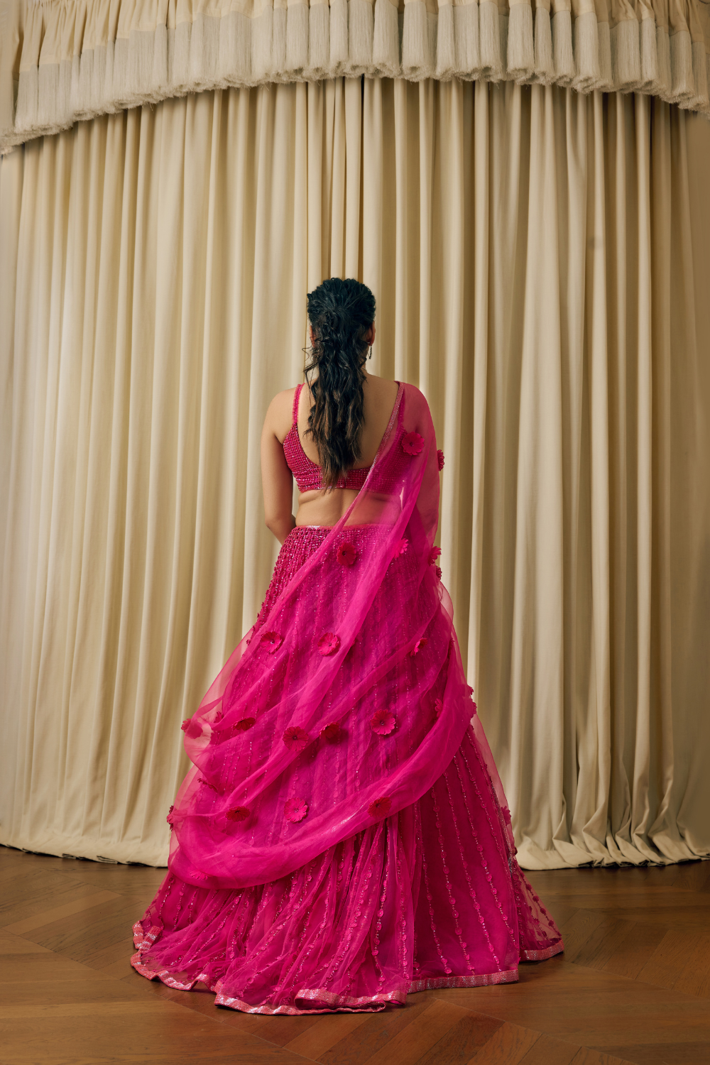 3d flower lehenga