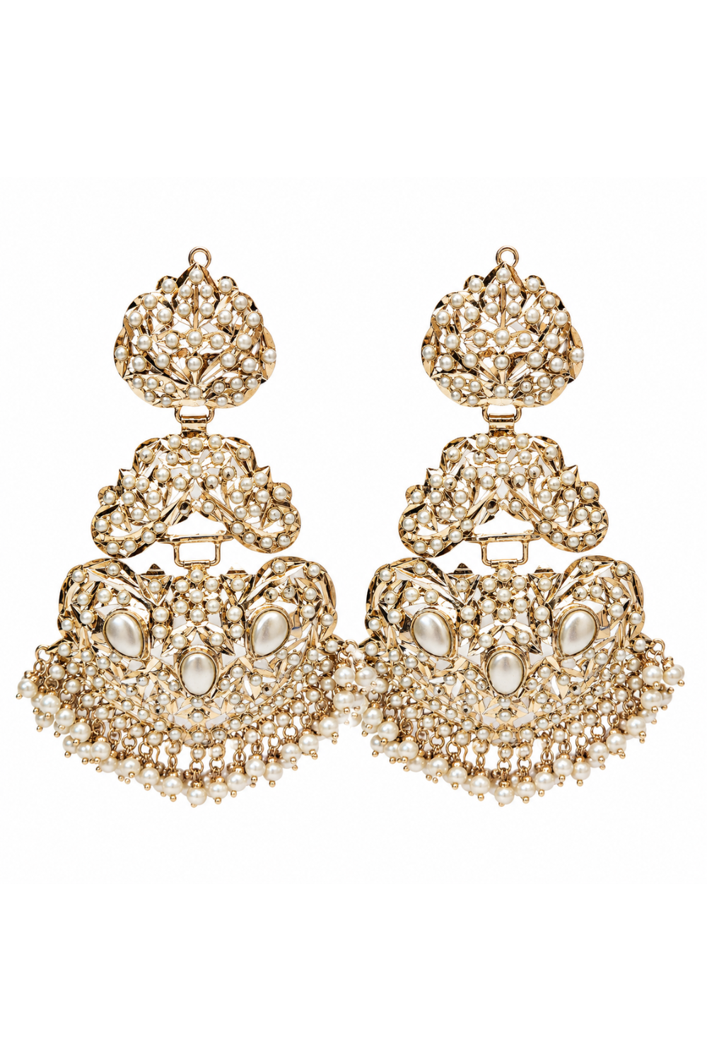 Jadau Pearl Embellished Statement Earrings