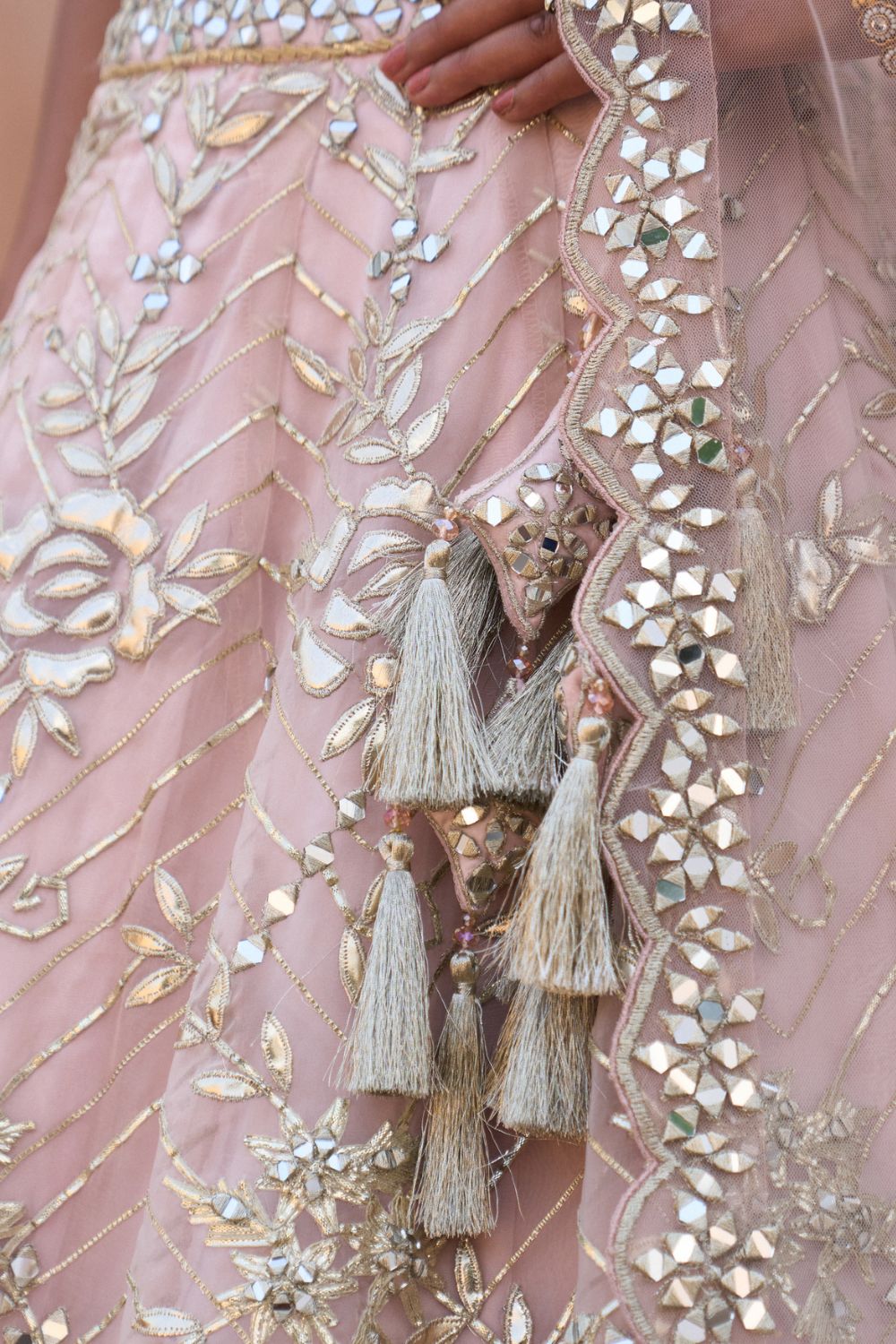 NAAZNEEN — Peach Organza Lehenga Set