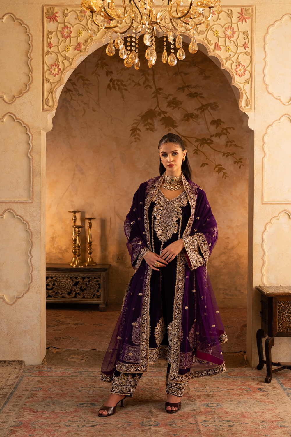 Purple Velvet Suit Set