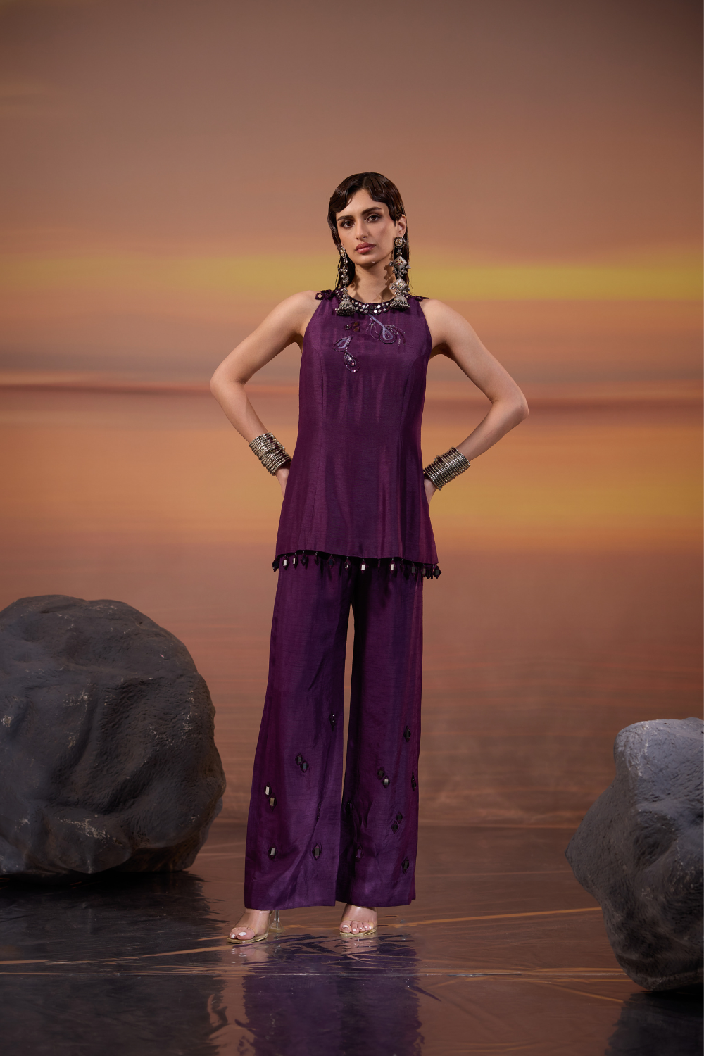 Dark Amethyst Embellished Co-ord Set
