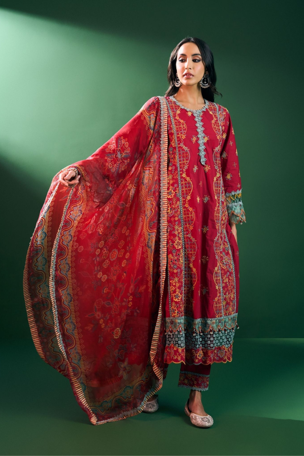 Risa Cotton Red Kurta Set