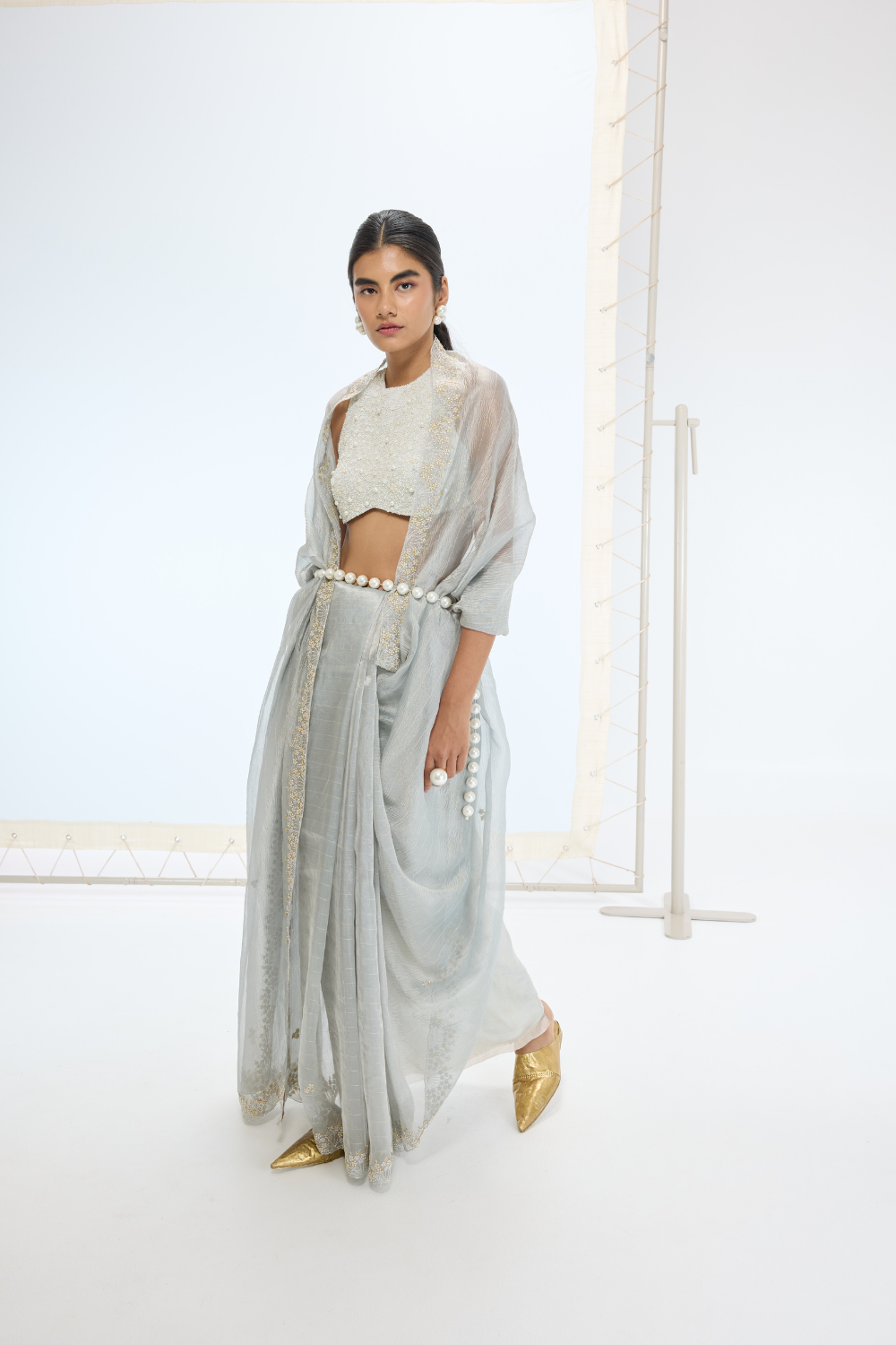 The Eva Saree in Sea Green