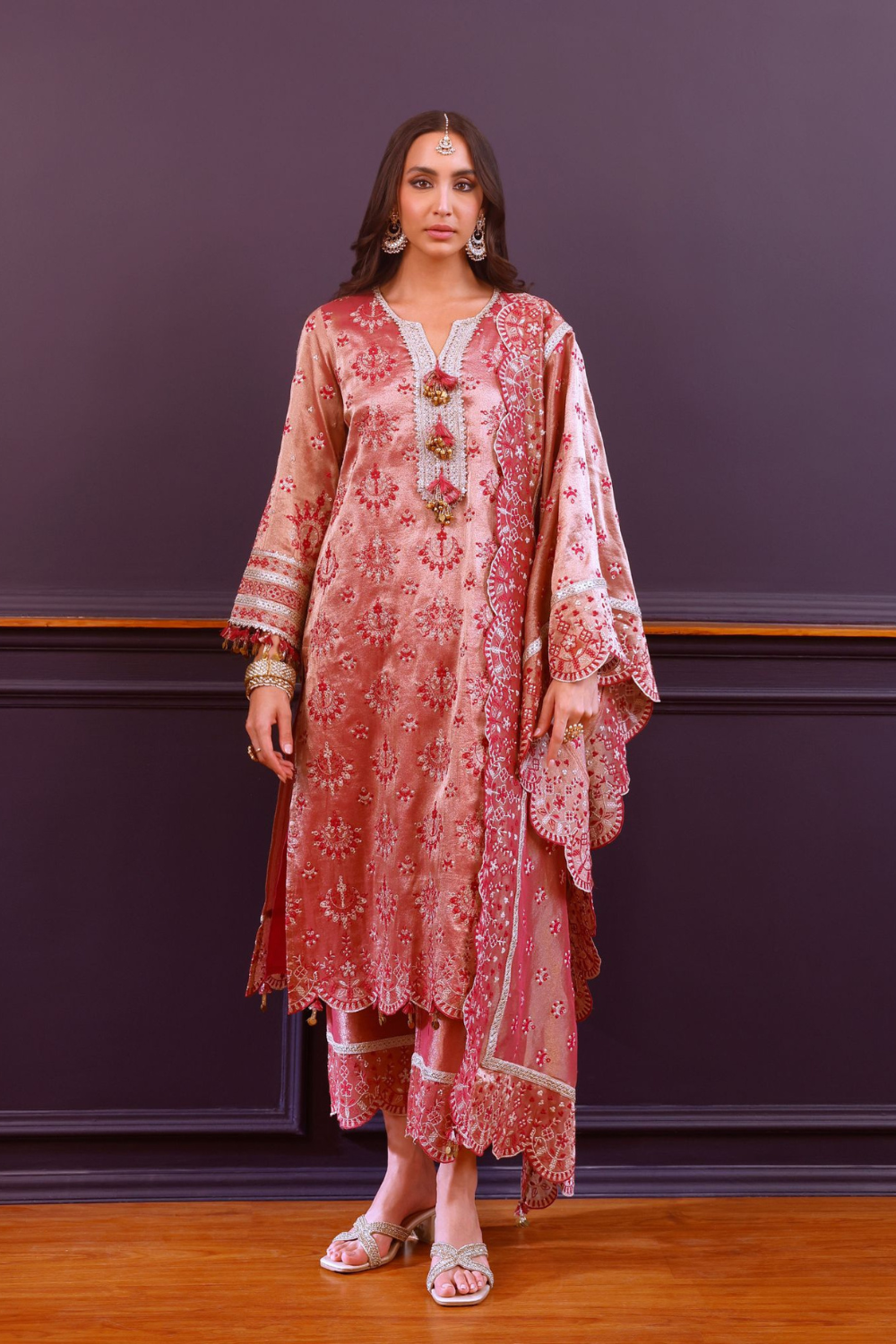 Amie Tissue Fuschia Kurta Set