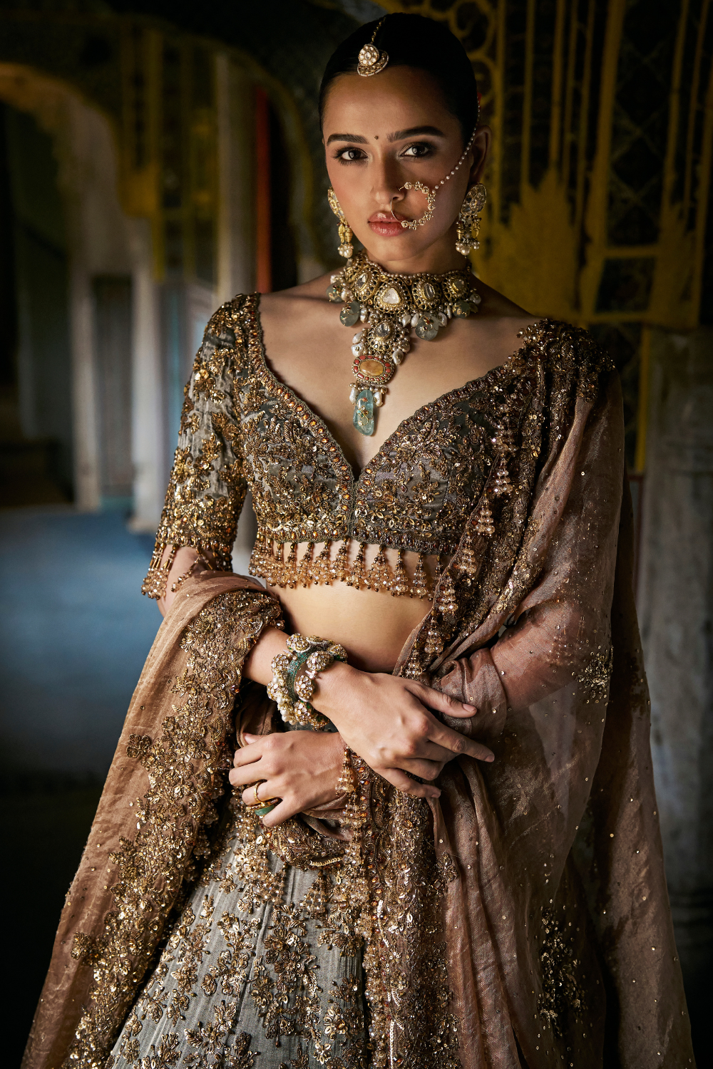 Copper Jade Lehenga Set
