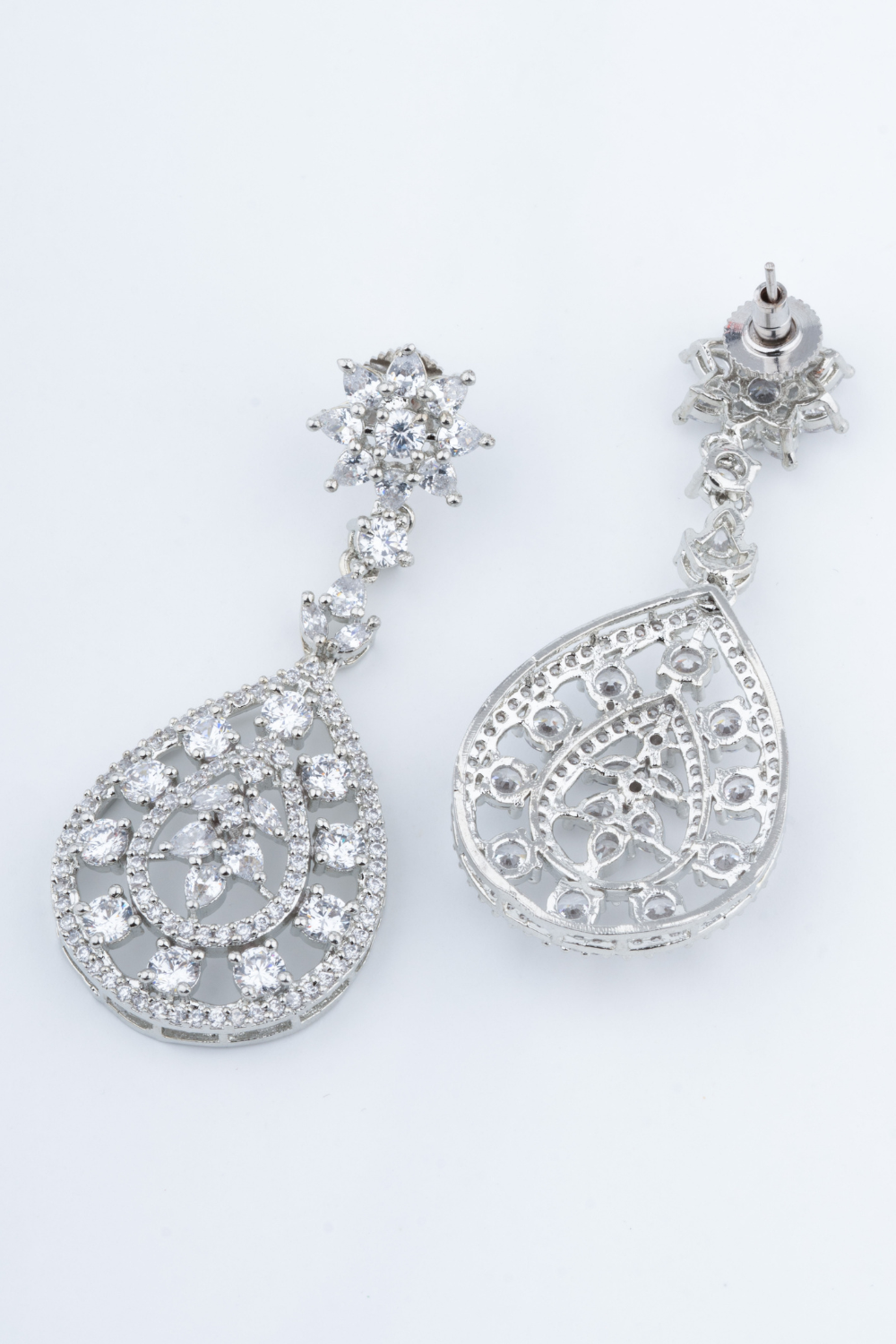 Luxury Cubic Zirconia Teardrop Necklace Set with Statement Earrings