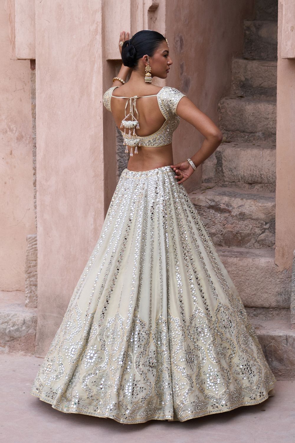 KIRAN — Gold Tissue Lehenga Set