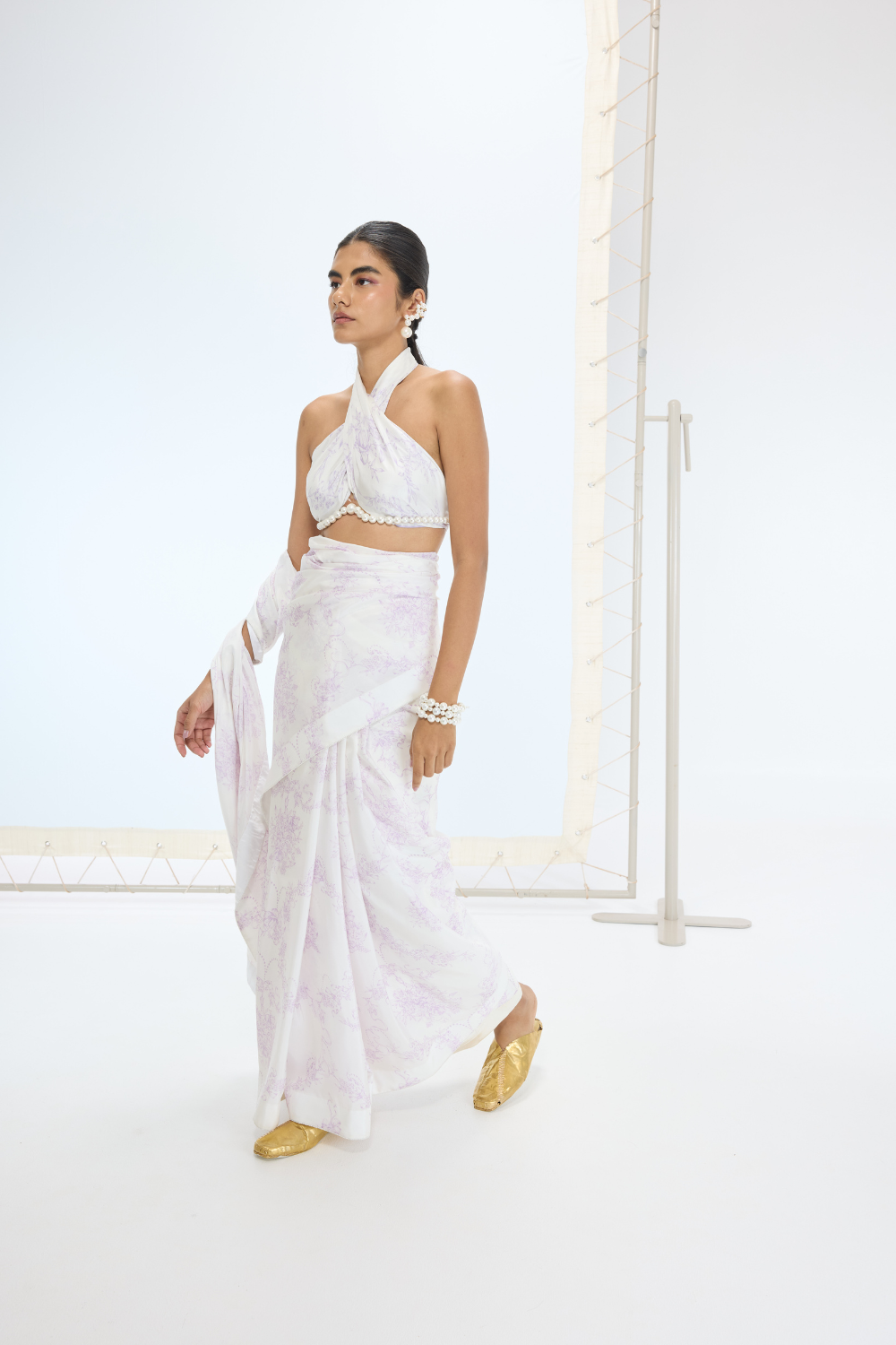 The Ruby Saree in Off-white