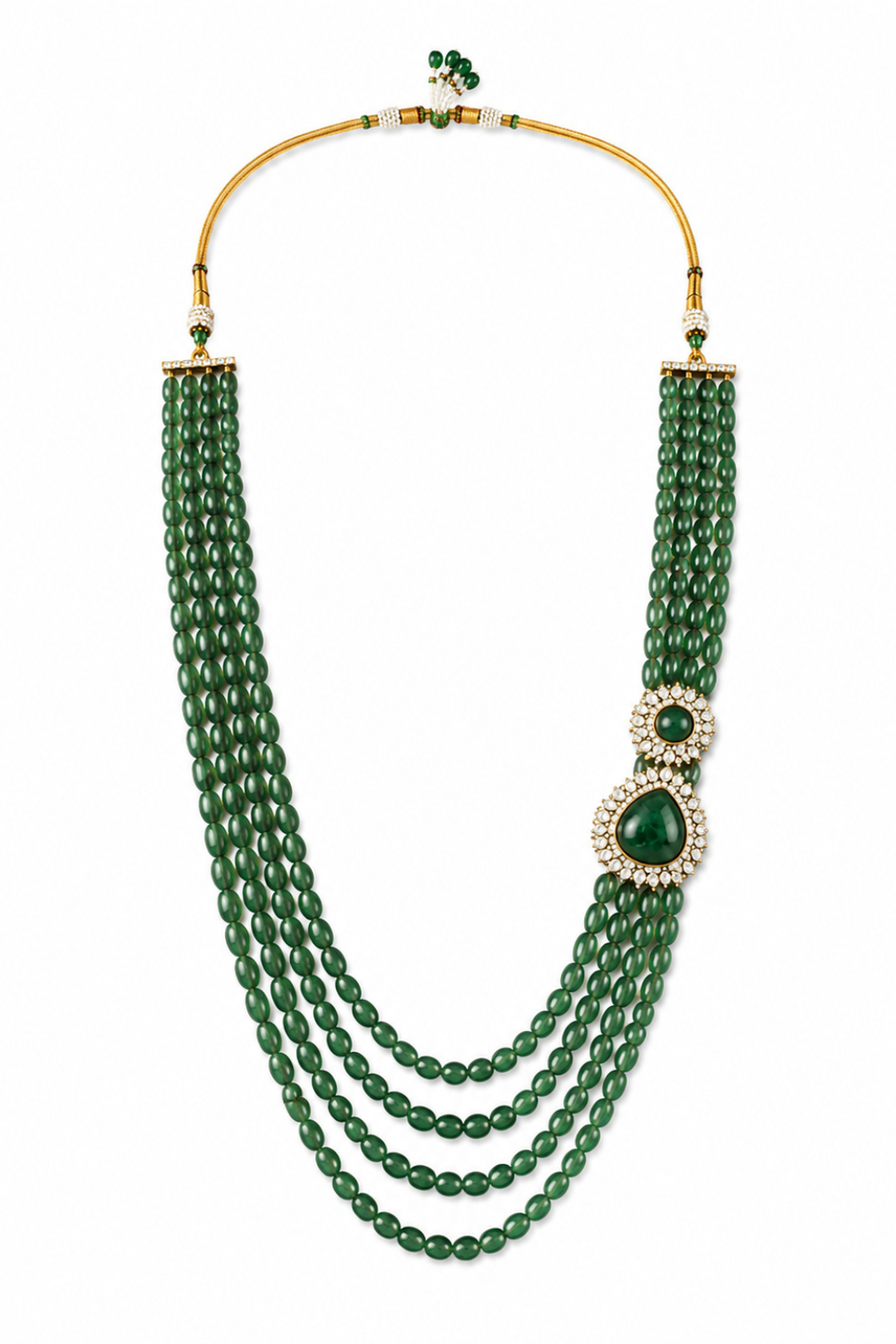 Layered Green Beaded Statement Mala