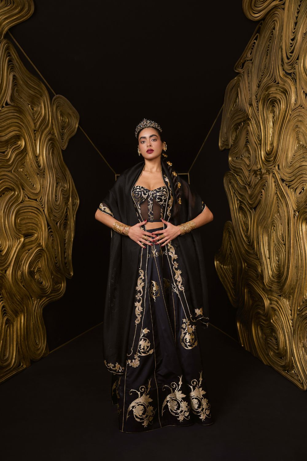 The Vixen Lehenga in Black