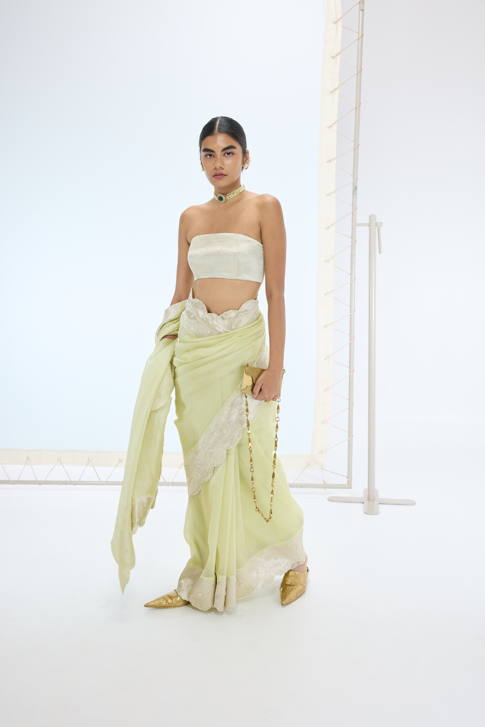 The Jane Saree in Pistachio