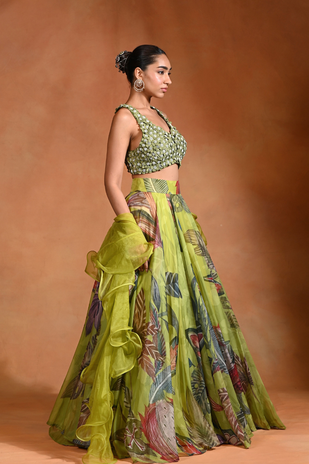 3d embrioded Lehenga