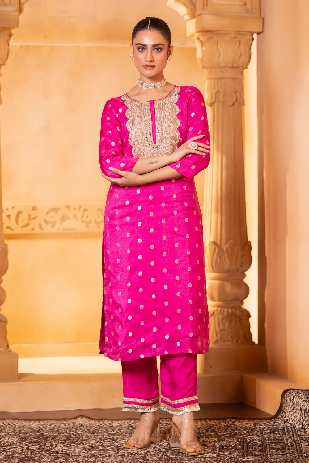 Pink Silk Kurta Set