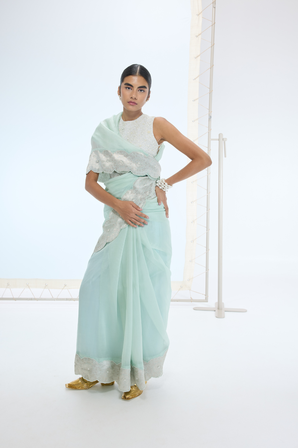 The Jane Saree in Sea Green