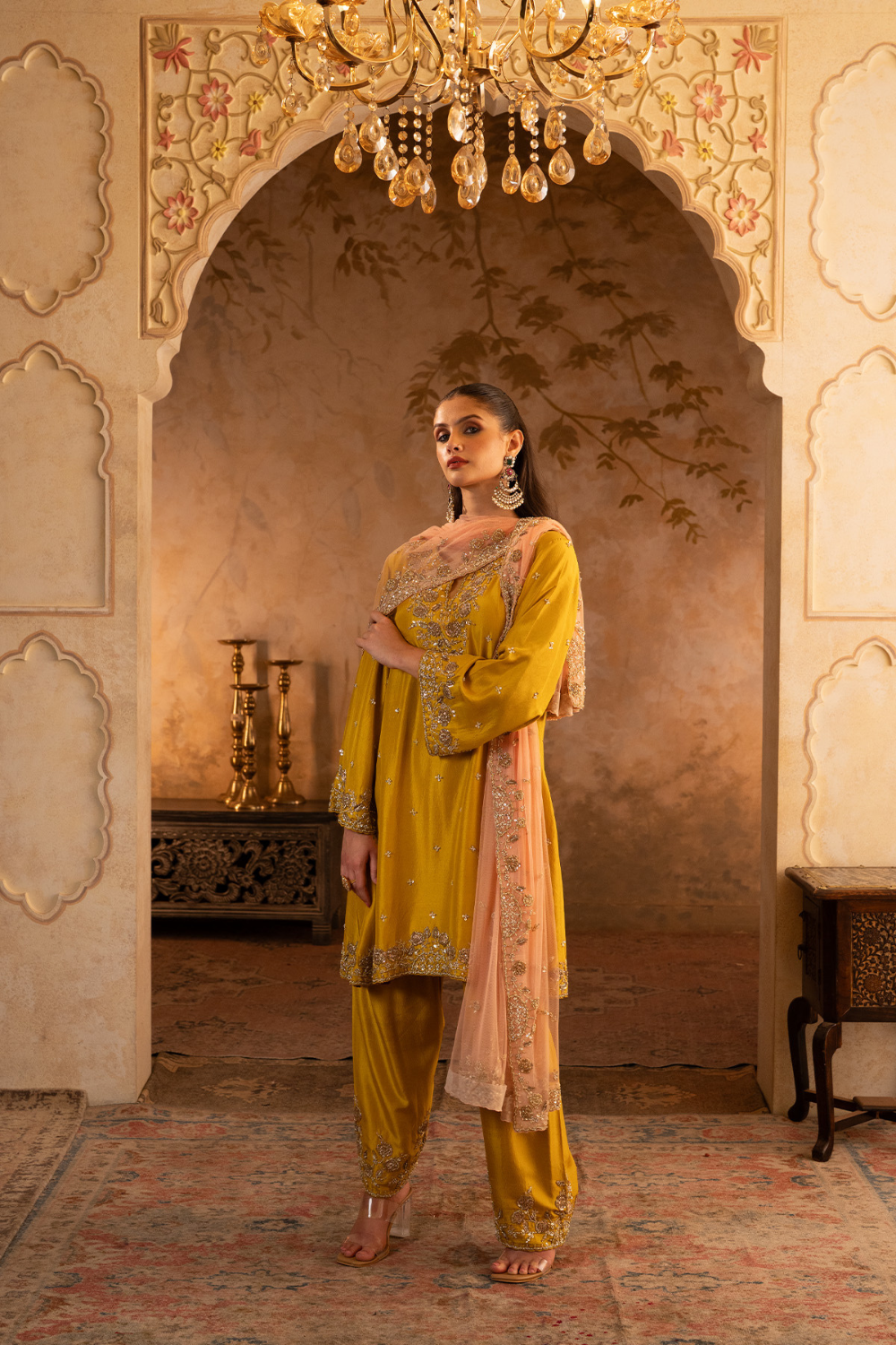 Mustard Silk Suit Set